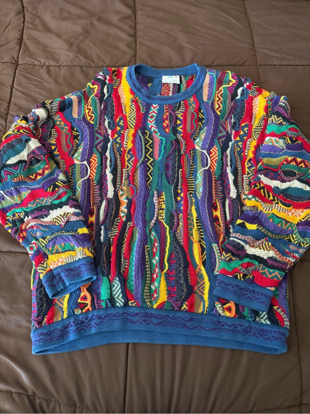 COOGI Multicolor Crewneck Sweater with Dominant Blue Trim